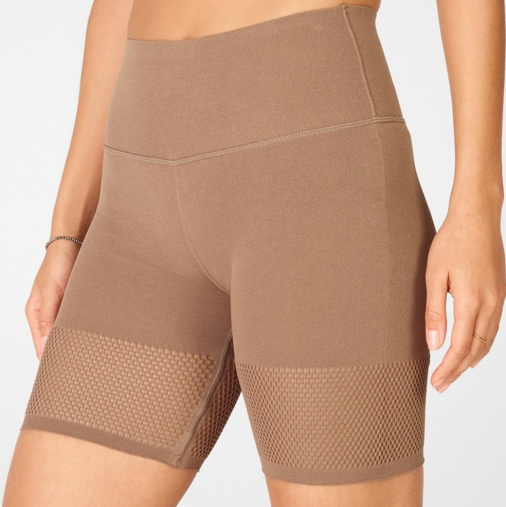 SOLD - High-Waisted SculptKnit Biker Short Brown